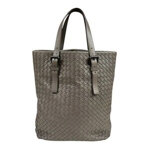BOTTEGA VENETA Gray Leather Intrecciato Tote Bag